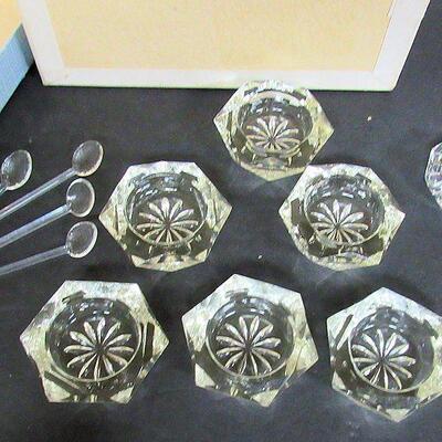 Original Set of Czechoslovakia Salt Dips, 4 Glass Spoons, and 1 Extra Salt and Glass Spoon
