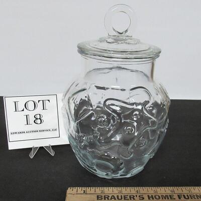 Vintage Glass Cookie Jar, Hazel Atlas, Gingerbread Man Cookie Cutter Theme