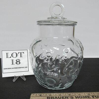 Vintage Glass Cookie Jar, Hazel Atlas, Gingerbread Man Cookie Cutter Theme