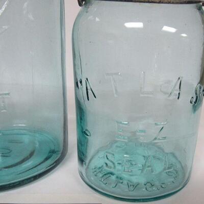 3 Vintage Teal Canning Jars Ball and Atlas EZ Seal