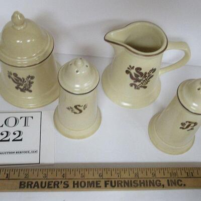 Pfaltzgraff Village Covered Sugar and Creamer, Salt and Pepper