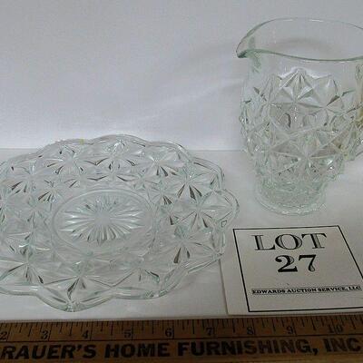 Vintage Pressed Glass Tray and Small Pitcher