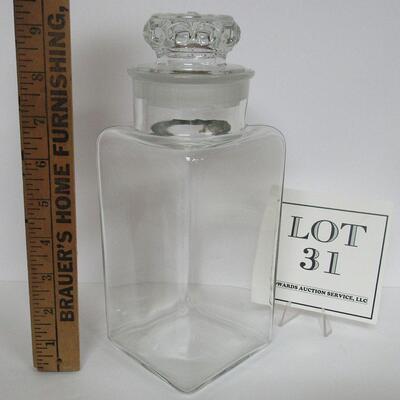 Vintage Tall Glass Apocathary Jar Original Ground Stopper