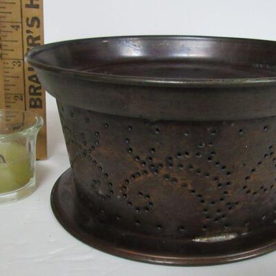 Pfaltzgraff Village Copper Warmer With Votive Candle