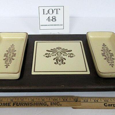 Pfaltzgraff Village Serving Tray With Inserts On Wood