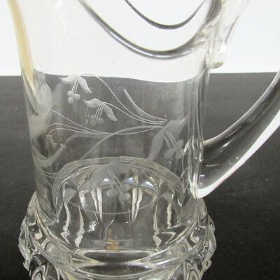 Antique Glass Pitcher and Decanter, Read Description