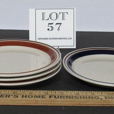 Lot of 4 Chateau Contemporary 7 1/2" Plates, 1 Blue, 3 Brown