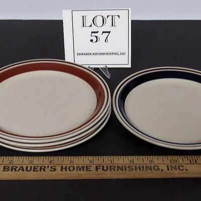 Lot of 4 Chateau Contemporary 7 1/2" Plates, 1 Blue, 3 Brown