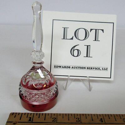 Small Lead Glass Bell, Clear With Red, Unmarked