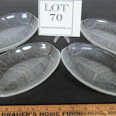 4 Vintage Glass Small Oval Platters