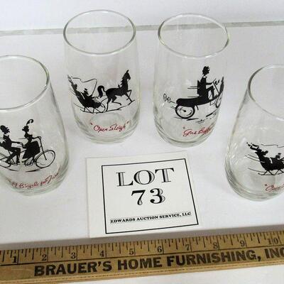 Set of 4 Vintage Tumblers, Transportation Theme