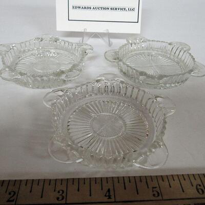 3 Old Clear Ashtrays