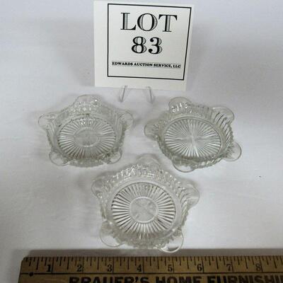 3 Old Clear Ashtrays