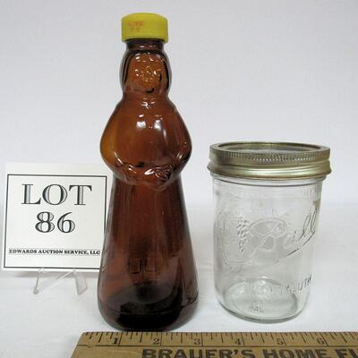 Glass Syrup Bottle and Ball Decorative Jar