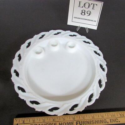 Vintage Imperial Glass Plate With Candle Holders Inset
