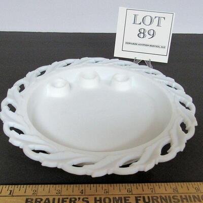 Vintage Imperial Glass Plate With Candle Holders Inset