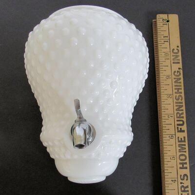 Vintage 2 Piece Milk Glass Wall Pocket Spigot Set, Hobnail