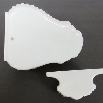 Vintage 2 Piece Milk Glass Wall Pocket Spigot Set, Hobnail