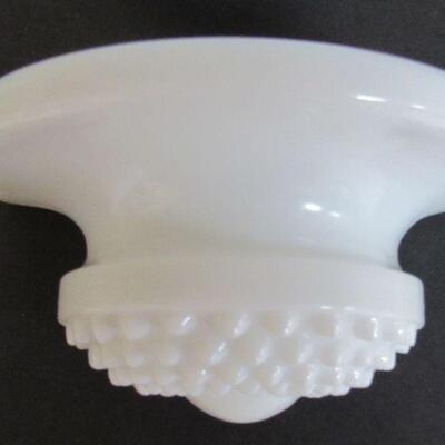 Vintage 2 Piece Milk Glass Wall Pocket Spigot Set, Hobnail