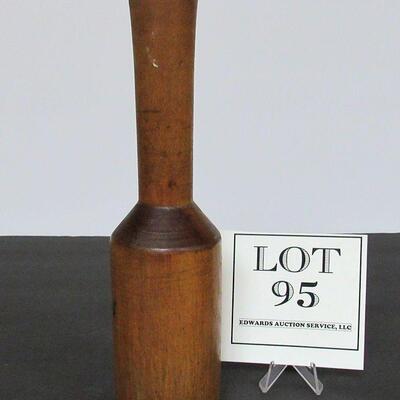 Antique Primitive Wood Masher, 11" Tall, Heavy
