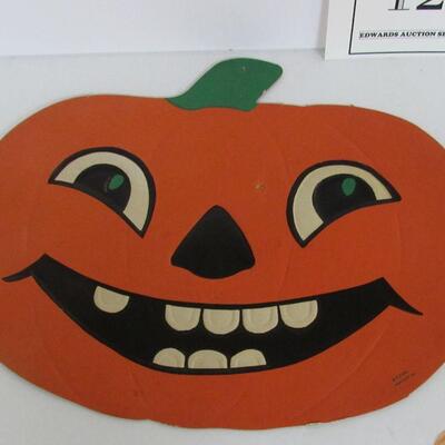 Vintage Halloween Lot: Luhrs JOL, Paper Plate, Napkin, Feather Mask