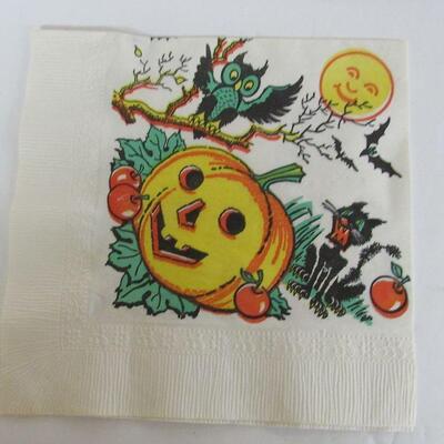 Vintage Halloween Lot: Luhrs JOL, Paper Plate, Napkin, Feather Mask