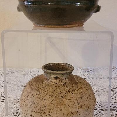 Lot 151: Ceramic Vessel and Bowl- Marked by Makers on Bottoms