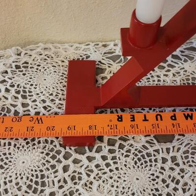 Lot 161: Red Wood Pyramid Candleholders