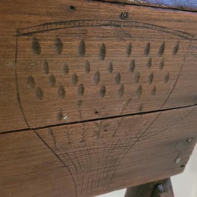 Lot 177: Antique Primitive Stool with Handcarved Design