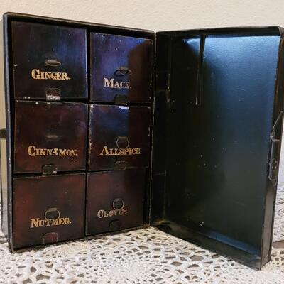 Lot 182: Antique Victorian Traveling Tin Spice Box Set