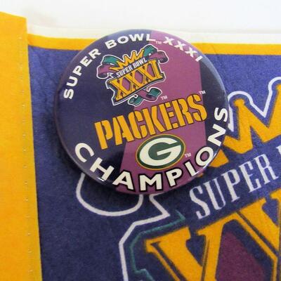 Green Bay Packers NFC Champs 1996 Pennant and Pin Back Button
