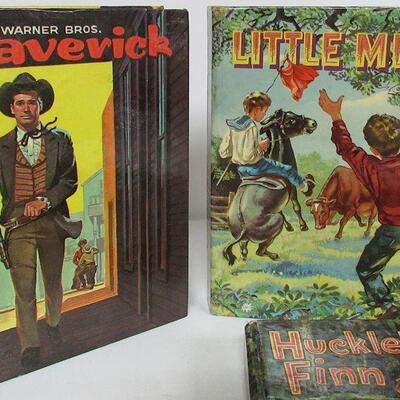 1939 Huckleberry Finn, 1955 Little Men, 1959 Maverick Hard Cover Books
