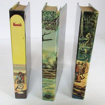 1939 Huckleberry Finn, 1955 Little Men, 1959 Maverick Hard Cover Books