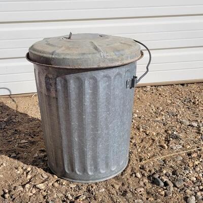 Lot 189: Vintage Galvanized Metal Trash Can w/ Lid