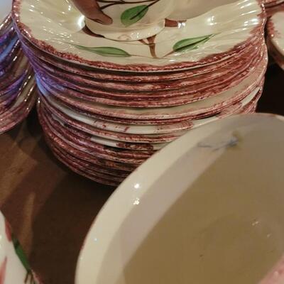 Lot 202: Blue Ridge Pottery Handpainted Crab Apple Large Dish Set