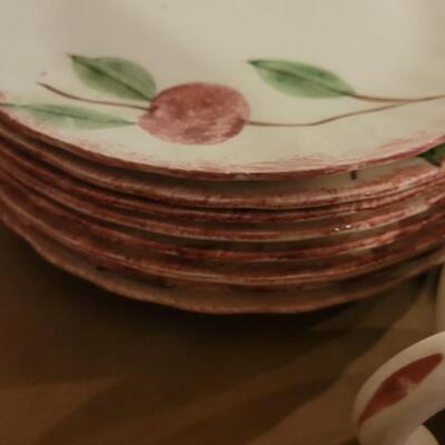Lot 202: Blue Ridge Pottery Handpainted Crab Apple Large Dish Set