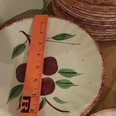 Lot 202: Blue Ridge Pottery Handpainted Crab Apple Large Dish Set