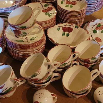 Lot 202: Blue Ridge Pottery Handpainted Crab Apple Large Dish Set