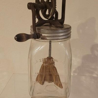 Lot 214: Antique Dazey Butter Churn #20 with Wood Paddles