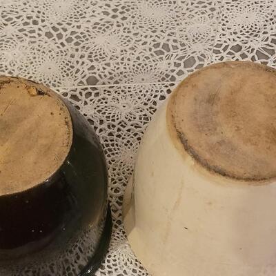 Lot 216: Vintage Brown & Cream Stoneware Vassels (2)