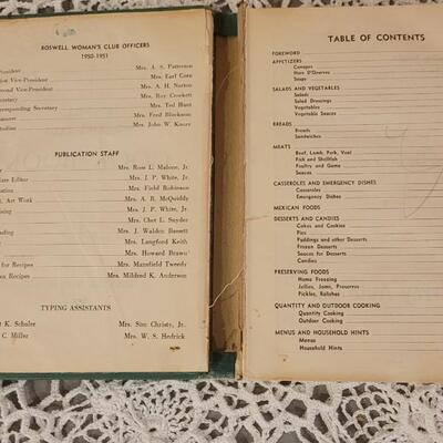 Lot 225: 1950 The Spice Sampler Cook Book (with some Samples still attached) and 1950 Roswell Woman's Club Cook Book