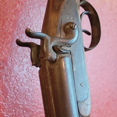 Lot 232: Antique Double Barrel Black Powder Rifle
