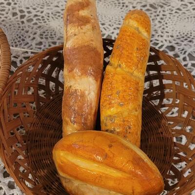 Lot 241: Baskets and Vintage Faux Bread, Vegetables and Cherries