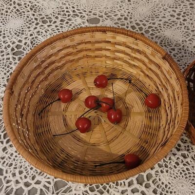 Lot 241: Baskets and Vintage Faux Bread, Vegetables and Cherries