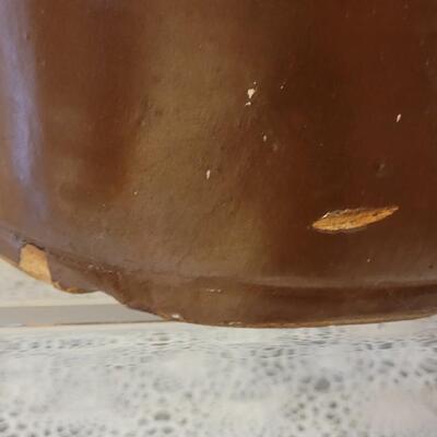 Lot 245: Antique 11.5" Brown Stoneware Jug/Crock with Double Handles