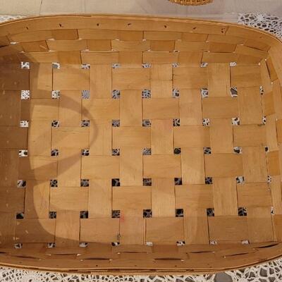 Lot 247: (2) Raffia Baskets and (1) Large Basket with Leather Handles