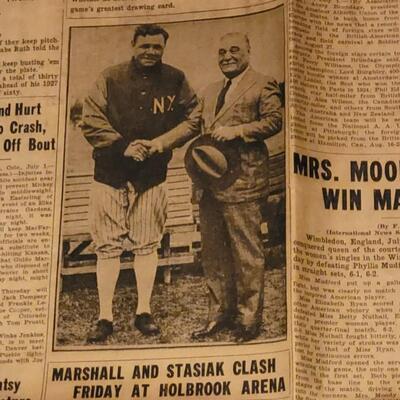 Lot 261: 1930 Denver Post "Ruth says he will Break His Homerun Record" Newspaper