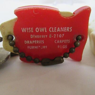 Misc Smalls, Wise Owl Cleaners Owl Key Ring, Bottle Opener, Jack Knives, Old Dog Tags, Sharpening Stone, Etc