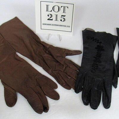 Vintage Ladies Gloves, Long Brown Leather and Black With Trim