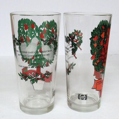 12 Days of Christmas Glass Tumblers, 10 are Pepsi Glasses 2 Are Different, Read Description